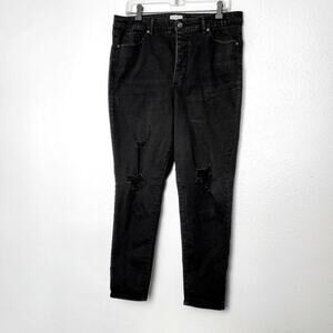 Curvy Ripped Black Jeans Size 16